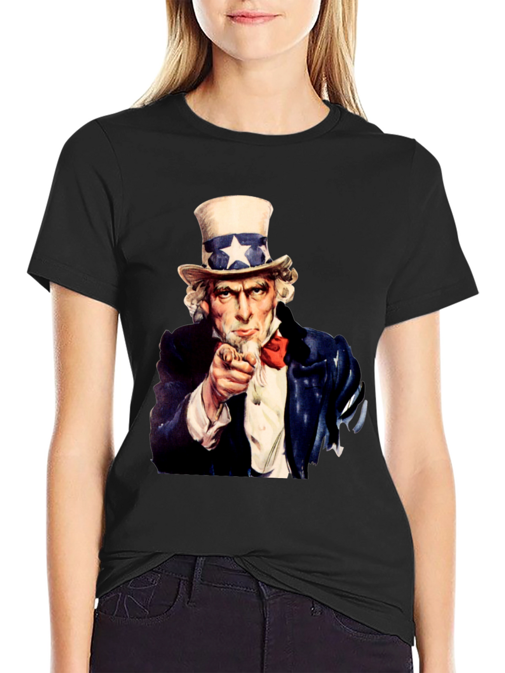 Uncle Sam I Want You Black T-Shirt