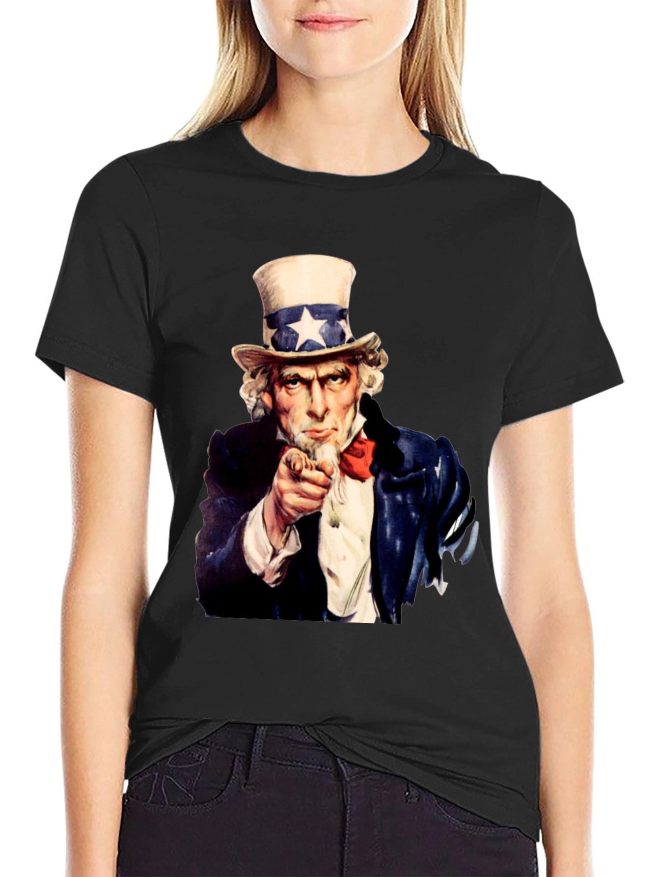 Uncle Sam I Want You Black T-Shirt