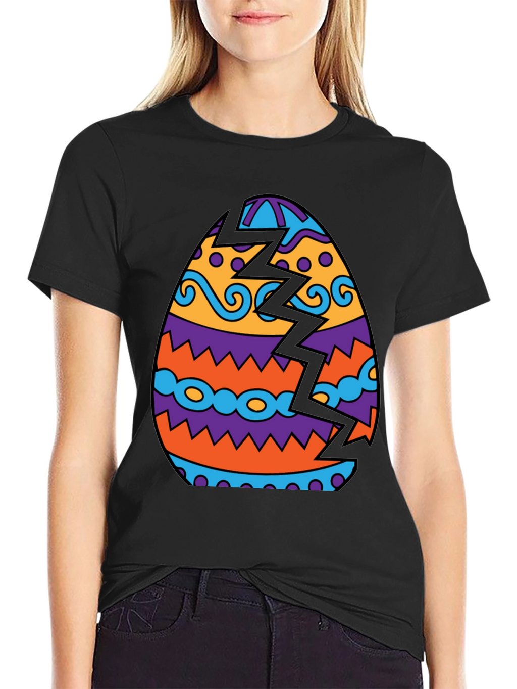 Cracked Easter Egg Graphic Tee - Novelty Design