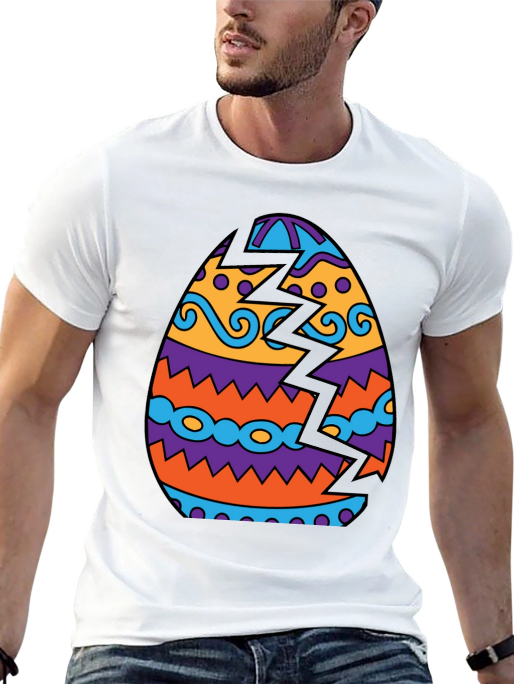 Cracked Easter Egg Graphic Tee - Novelty Design