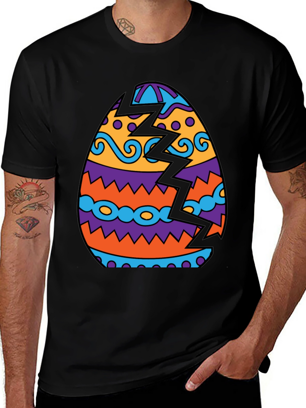 Cracked Easter Egg Graphic Tee - Novelty Design