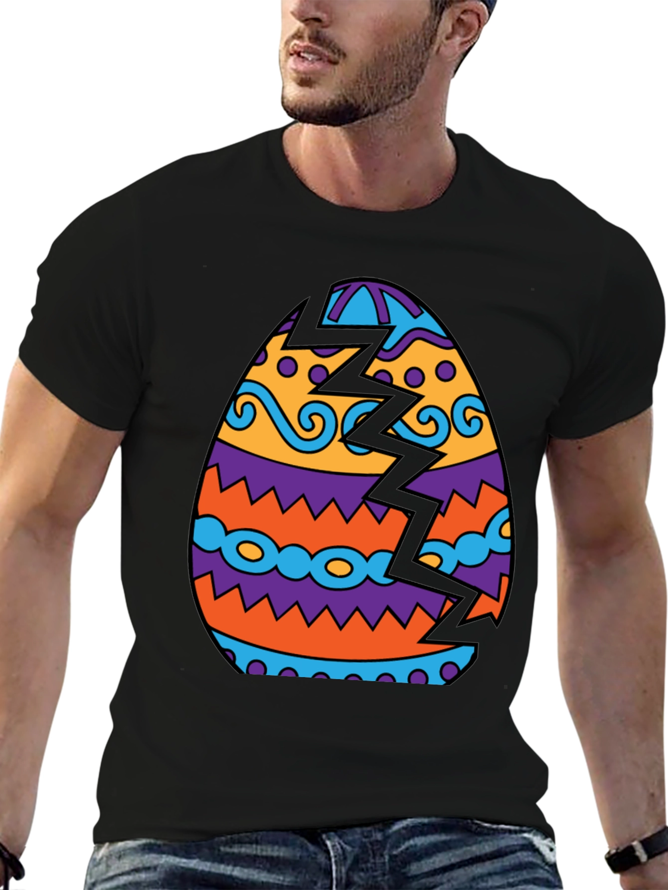 Cracked Easter Egg Graphic Tee - Novelty Design