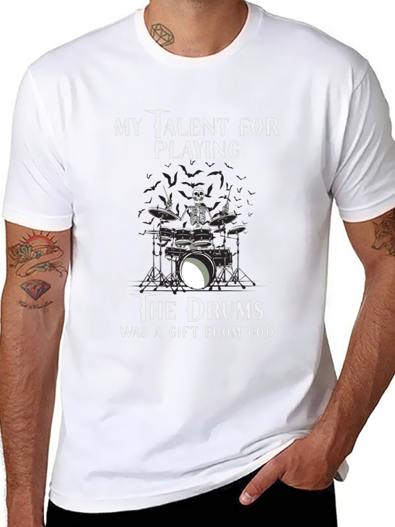 Skeleton Drummer Gift From God Tee