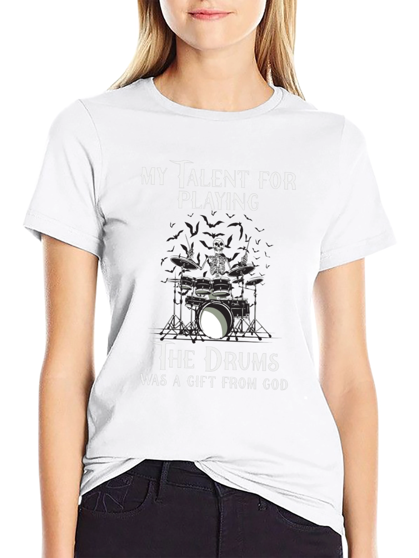 Skeleton Drummer Gift From God Tee