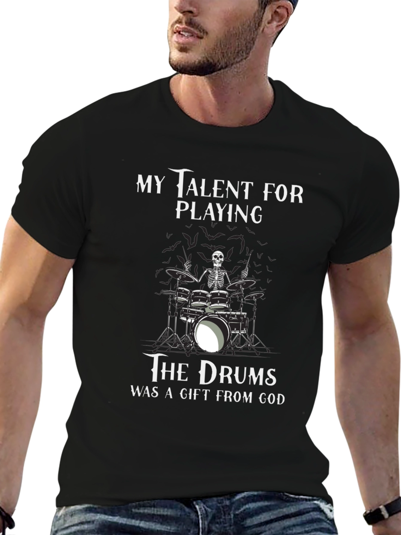 Skeleton Drummer Gift From God Tee