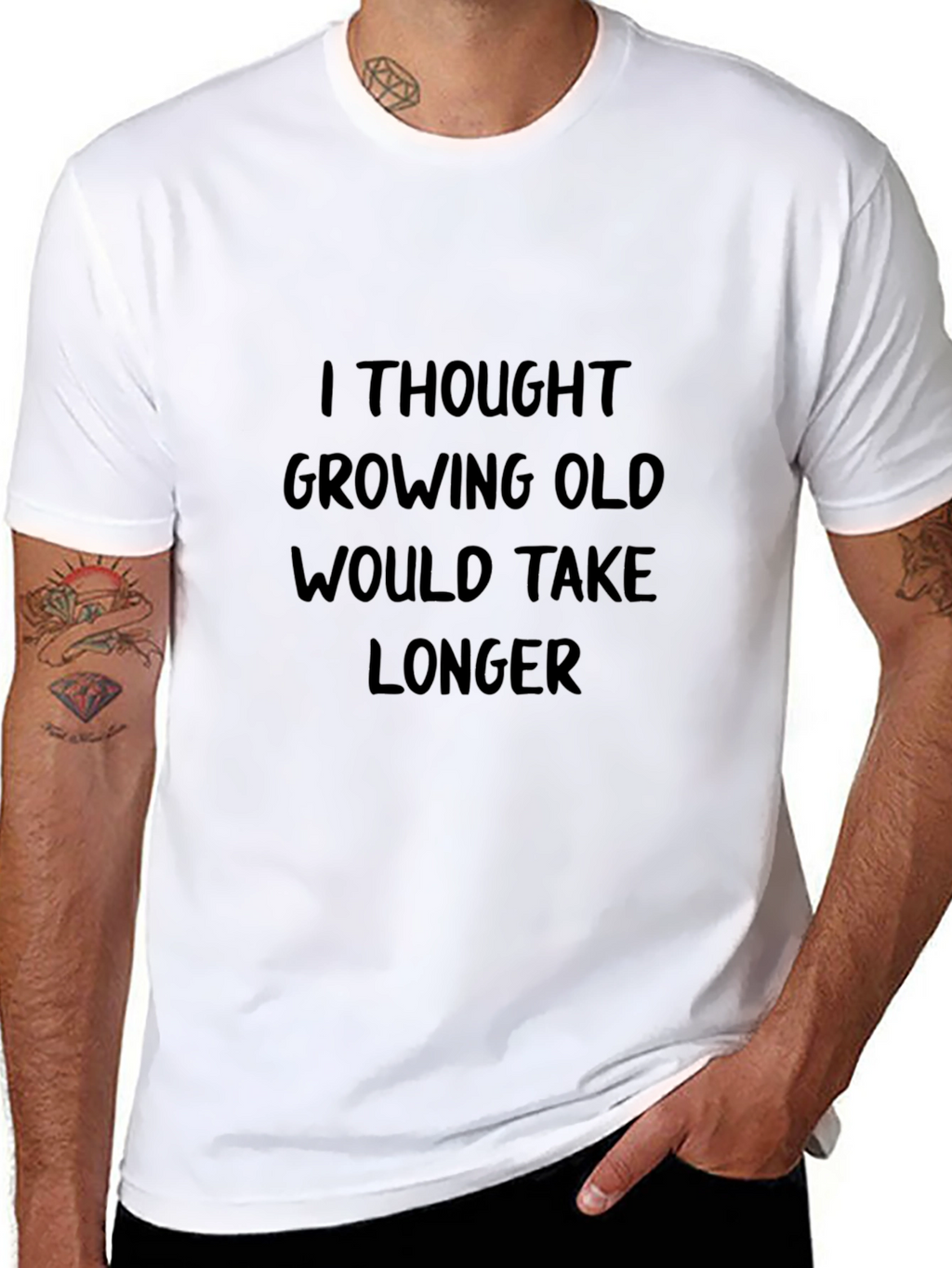Funny Growing Old Graphic Black T-Shirt
