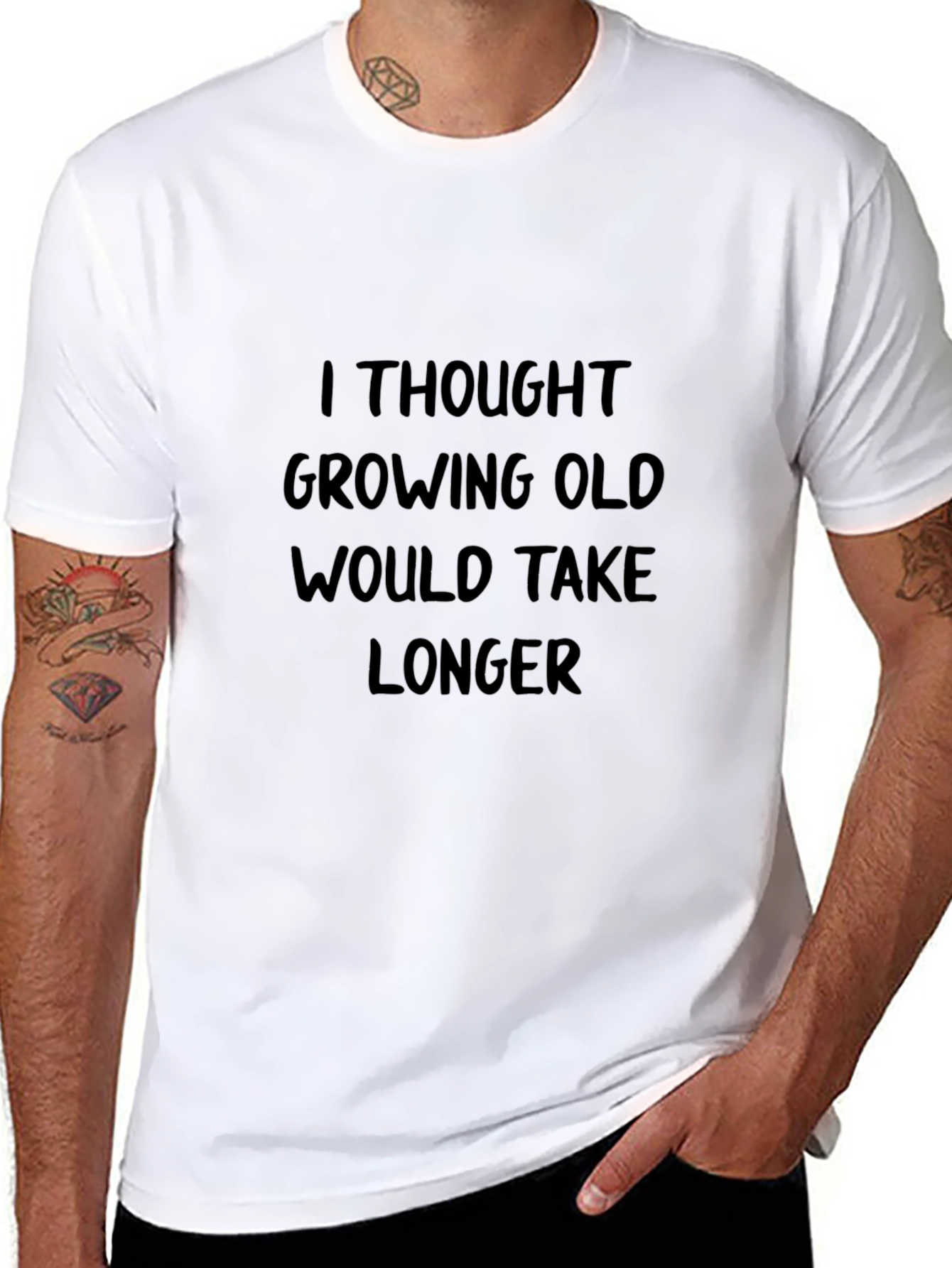 Funny Growing Old Graphic Black T-Shirt