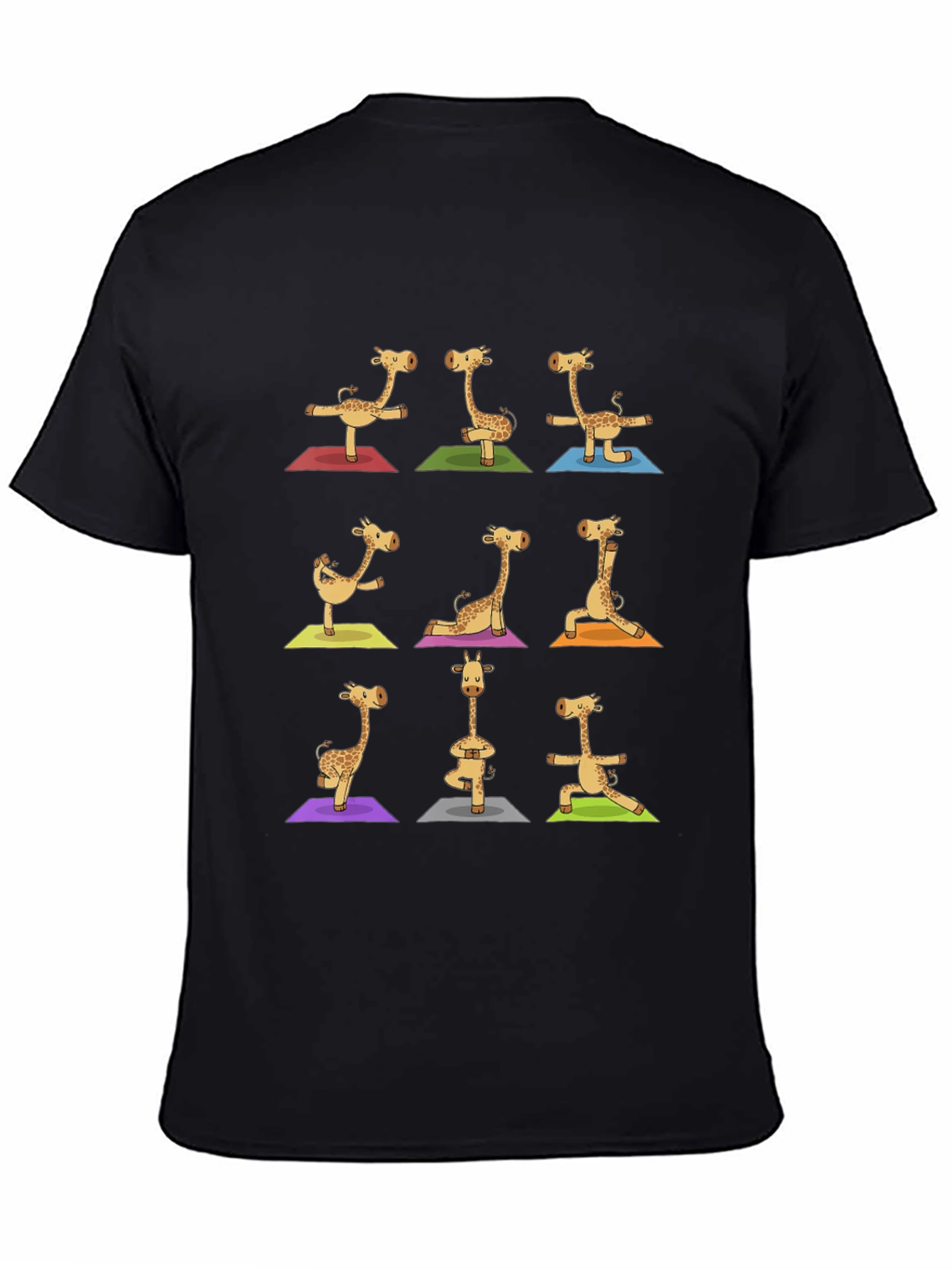 Giraffe Yoga Graphic Tee - Mens Black T-Shirt
