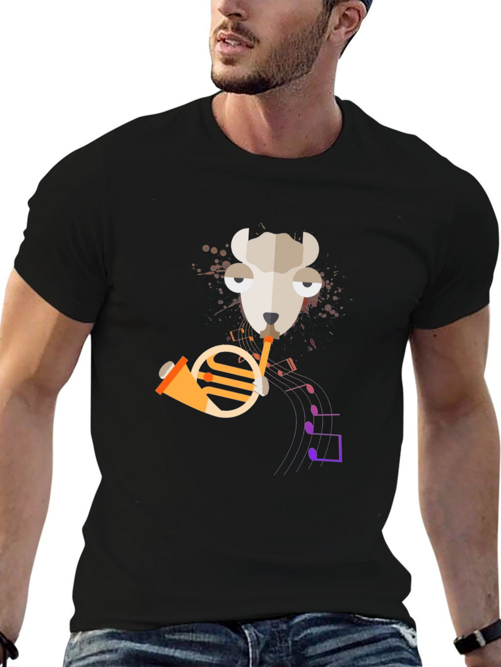 Musical Llama T-Shirt - Funny Animal Horn Design