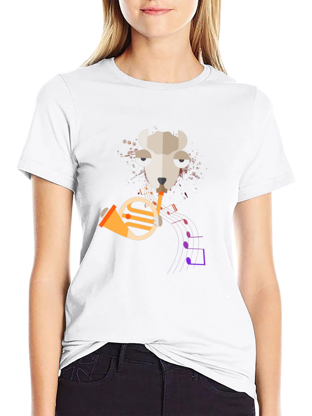 Musical Llama T-Shirt - Funny Animal Horn Design