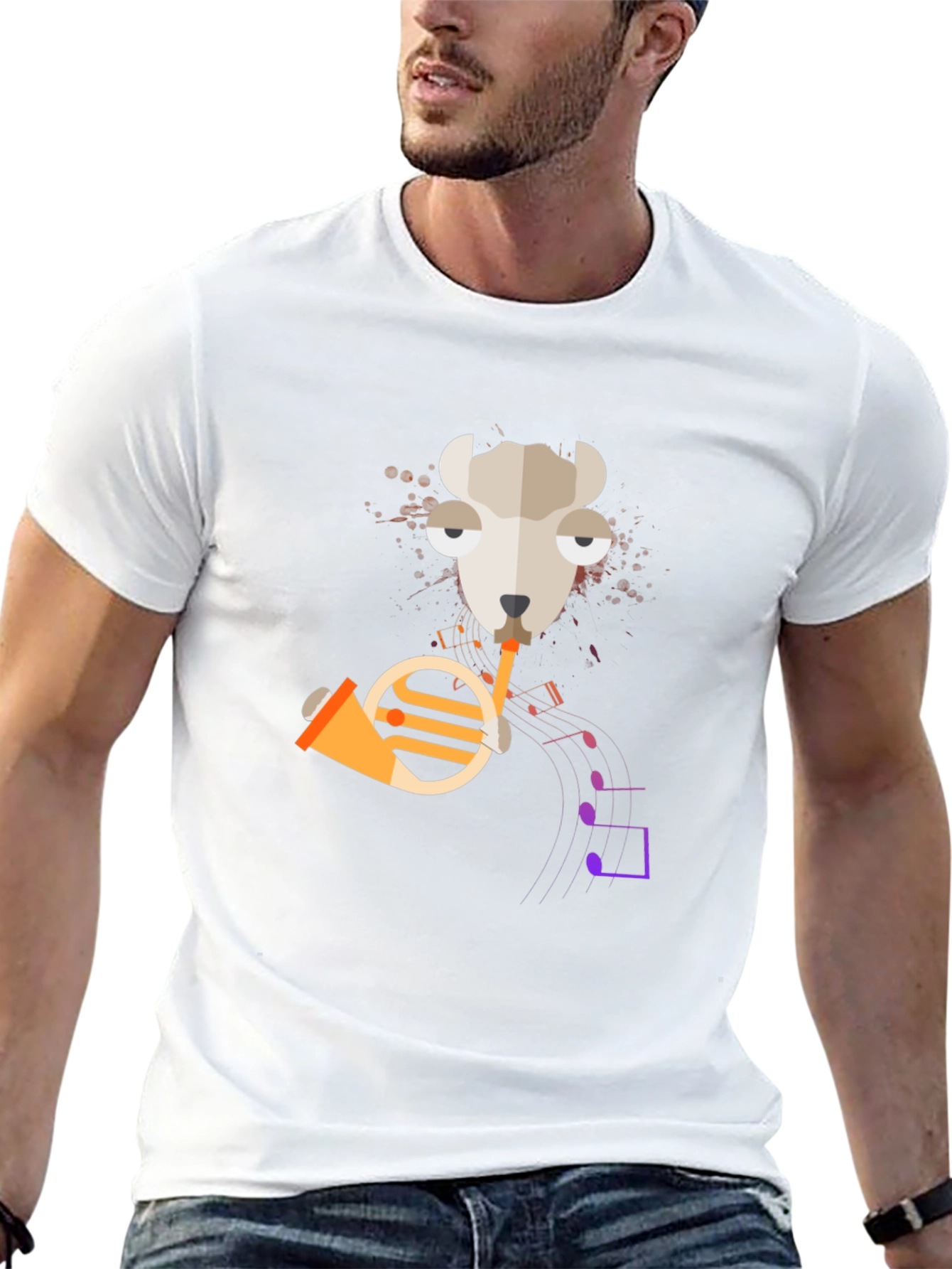 Musical Llama T-Shirt - Funny Animal Horn Design