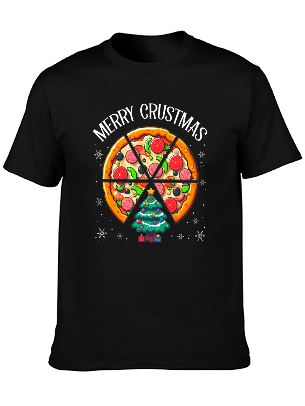 Merry Crustmas Pizza Christmas Tree T-Shirt