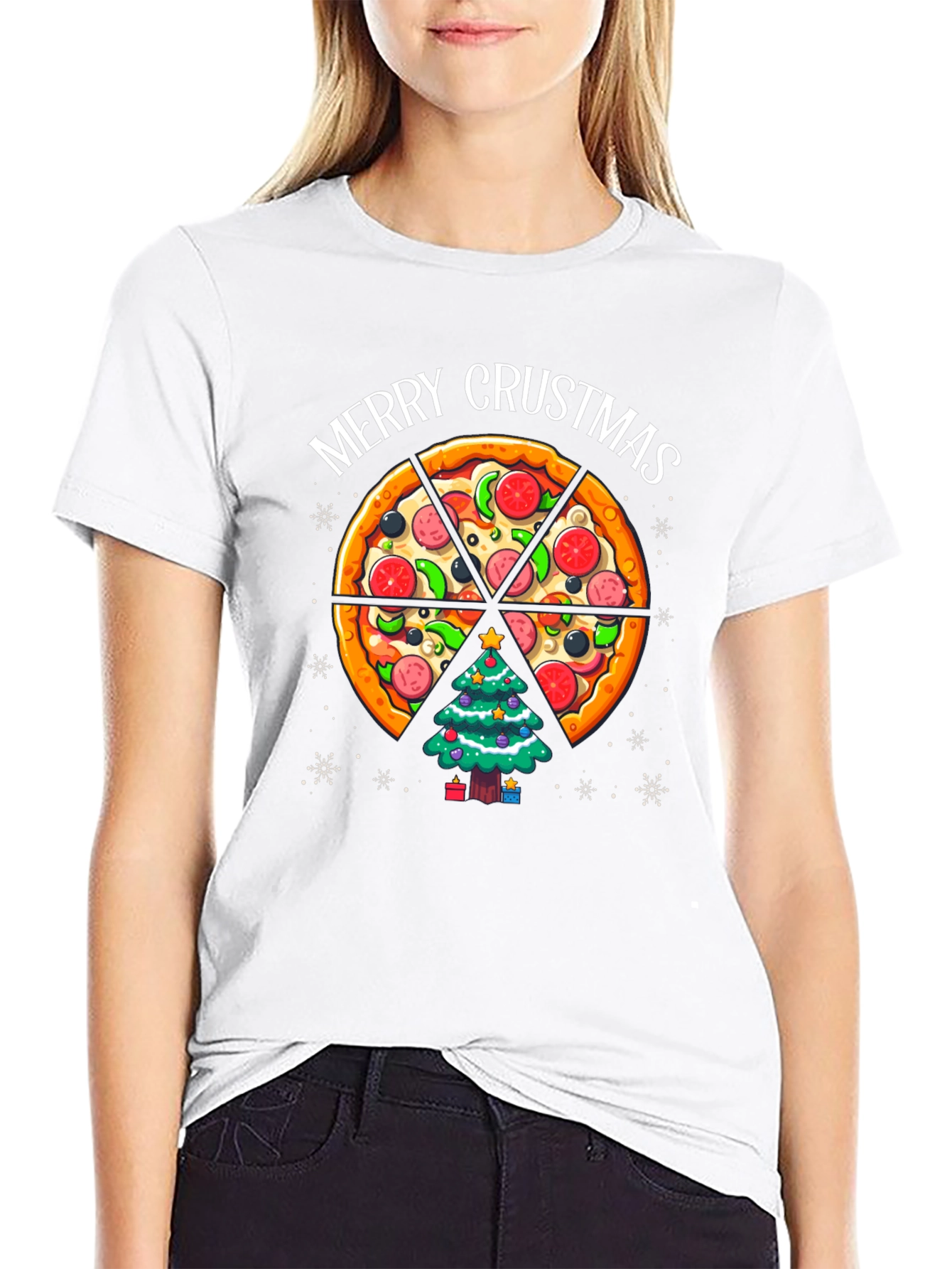 Merry Crustmas Pizza Christmas Tree T-Shirt