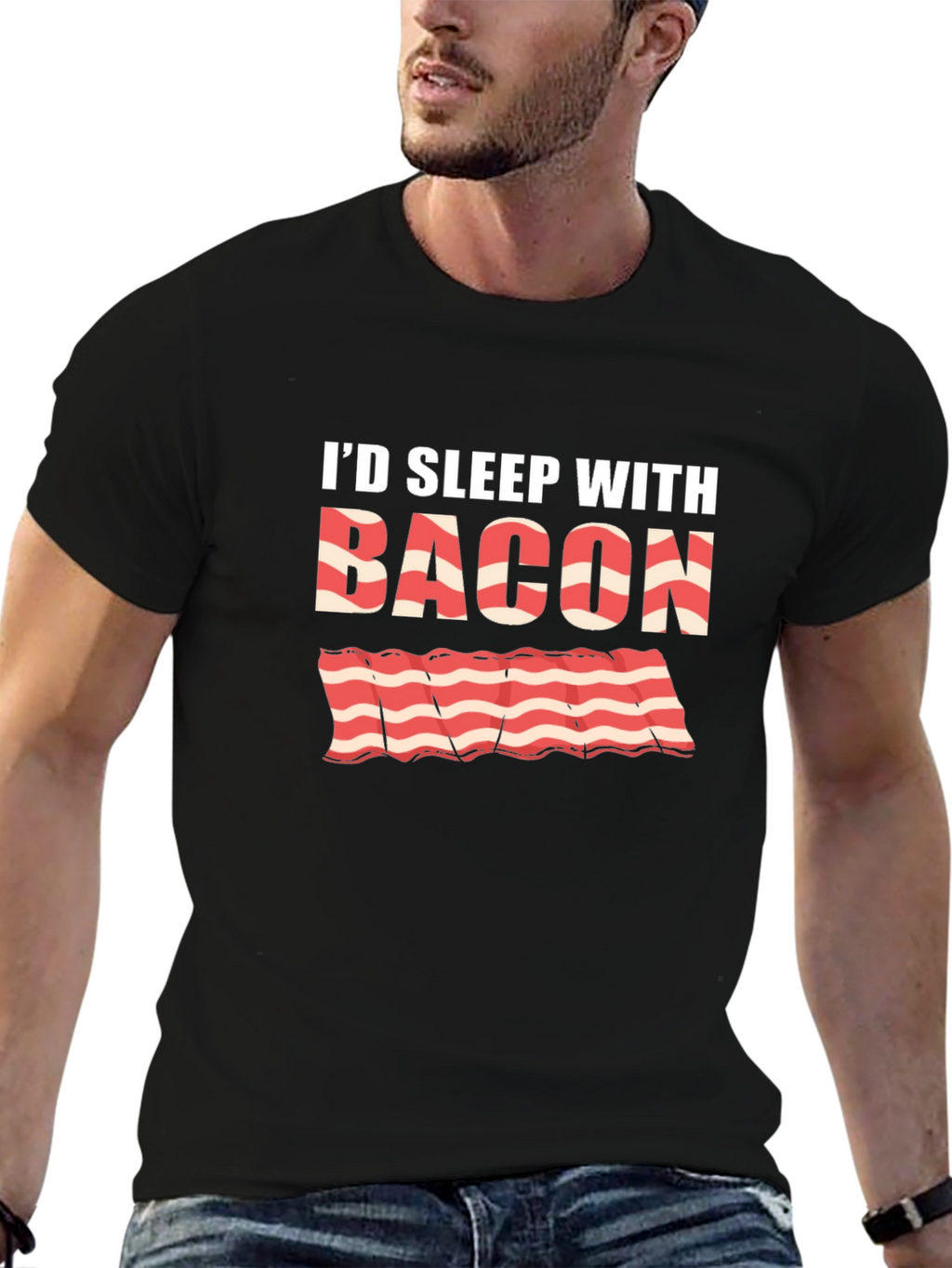 Id Sleep with Bacon Black T-Shirt