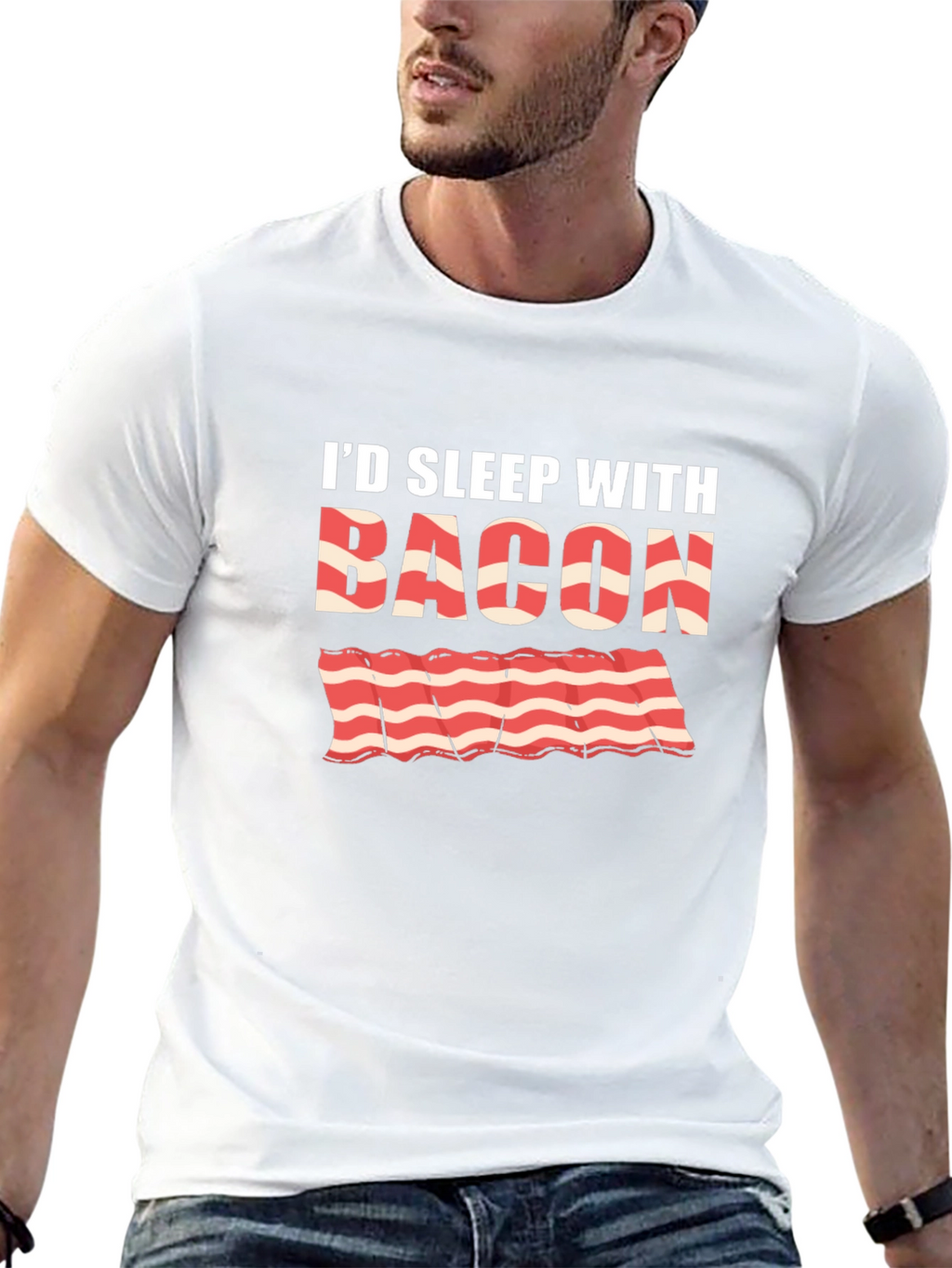 Id Sleep with Bacon Black T-Shirt