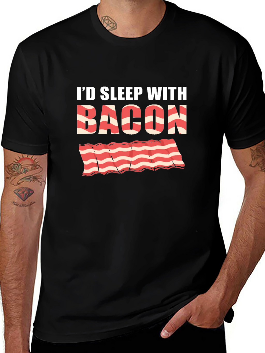 Id Sleep with Bacon Black T-Shirt