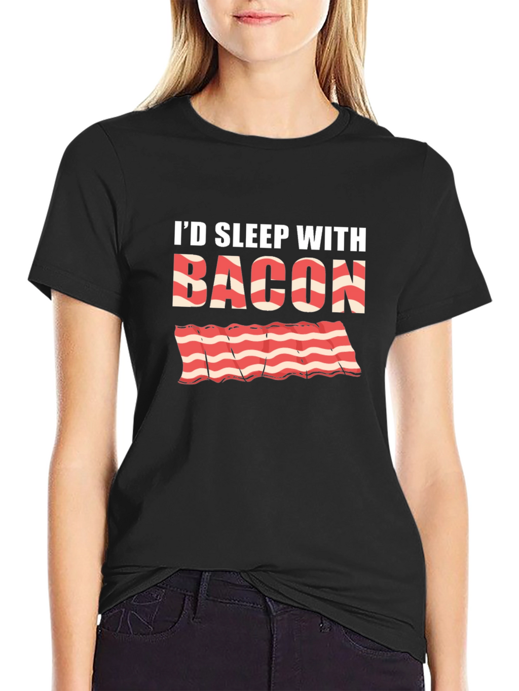 Id Sleep with Bacon Black T-Shirt
