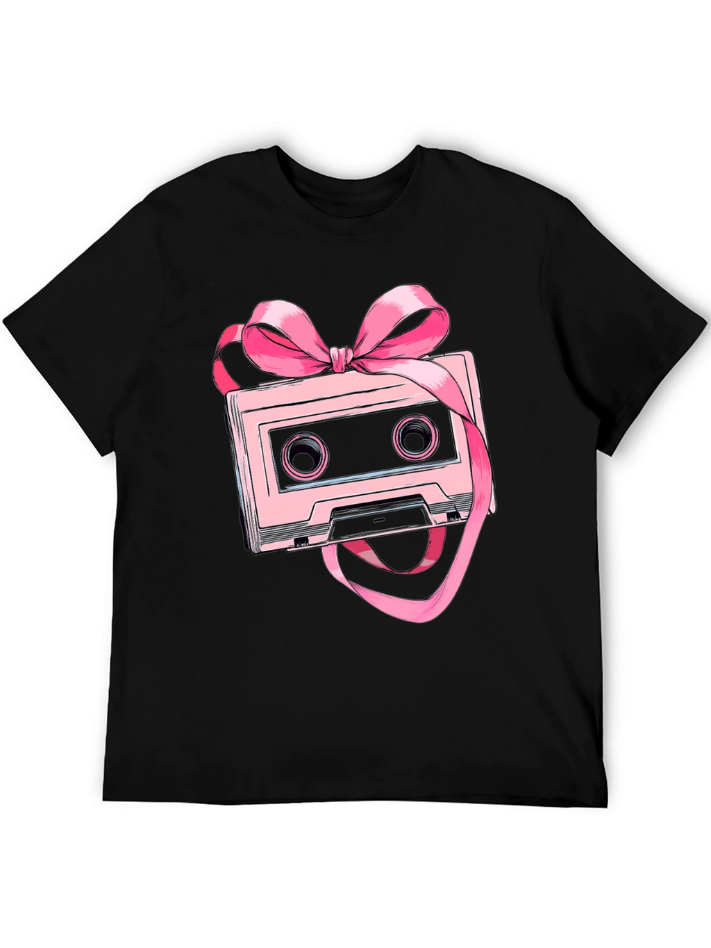 Retro Cassette Tape Pink Bow T-Shirt