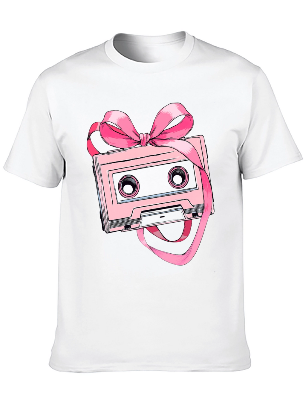 Retro Cassette Tape Pink Bow T-Shirt