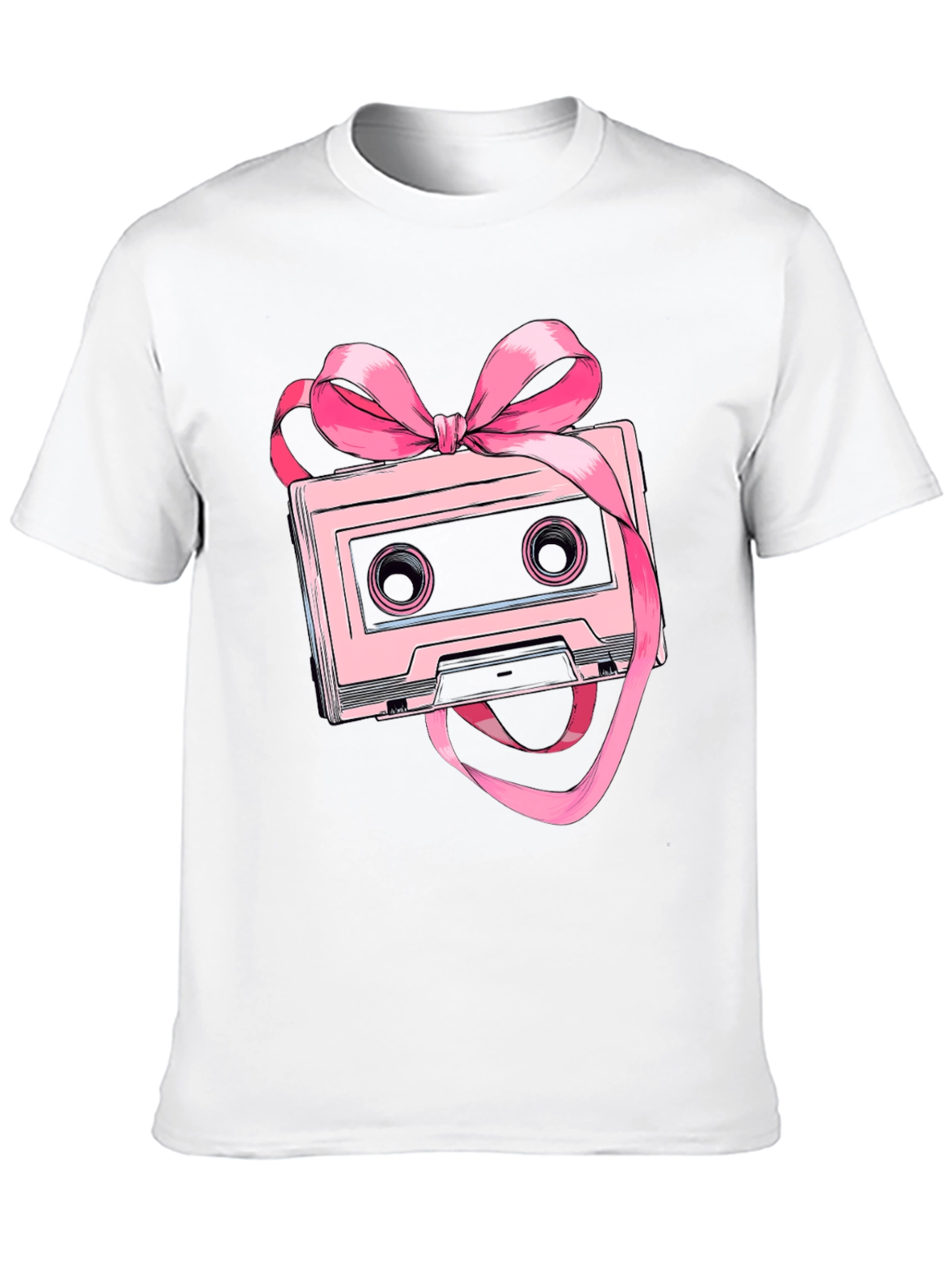 Retro Cassette Tape Pink Bow T-Shirt