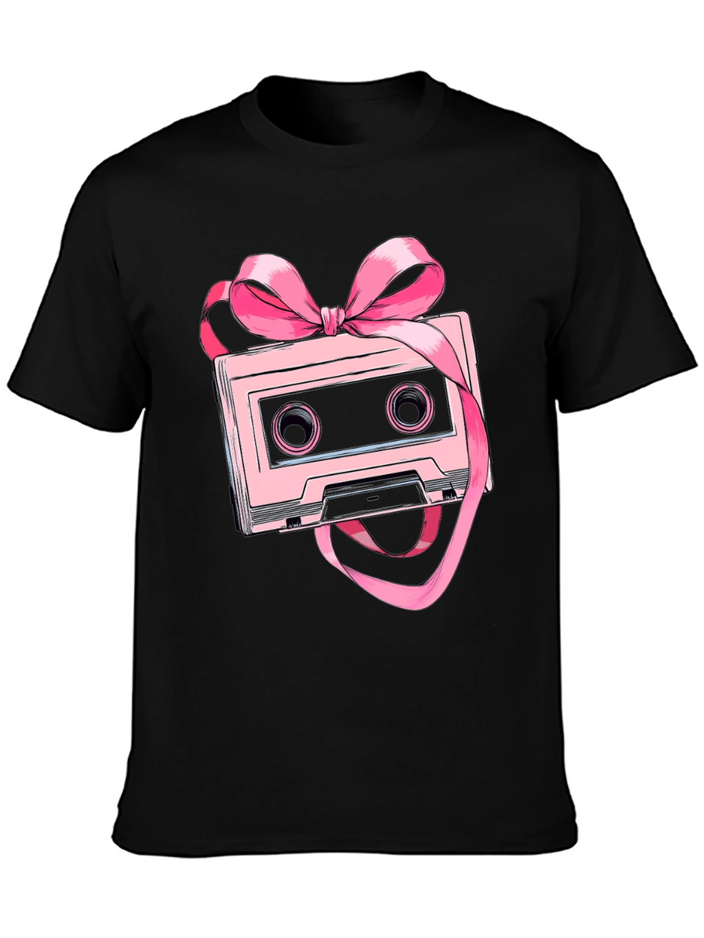 Retro Cassette Tape Pink Bow T-Shirt