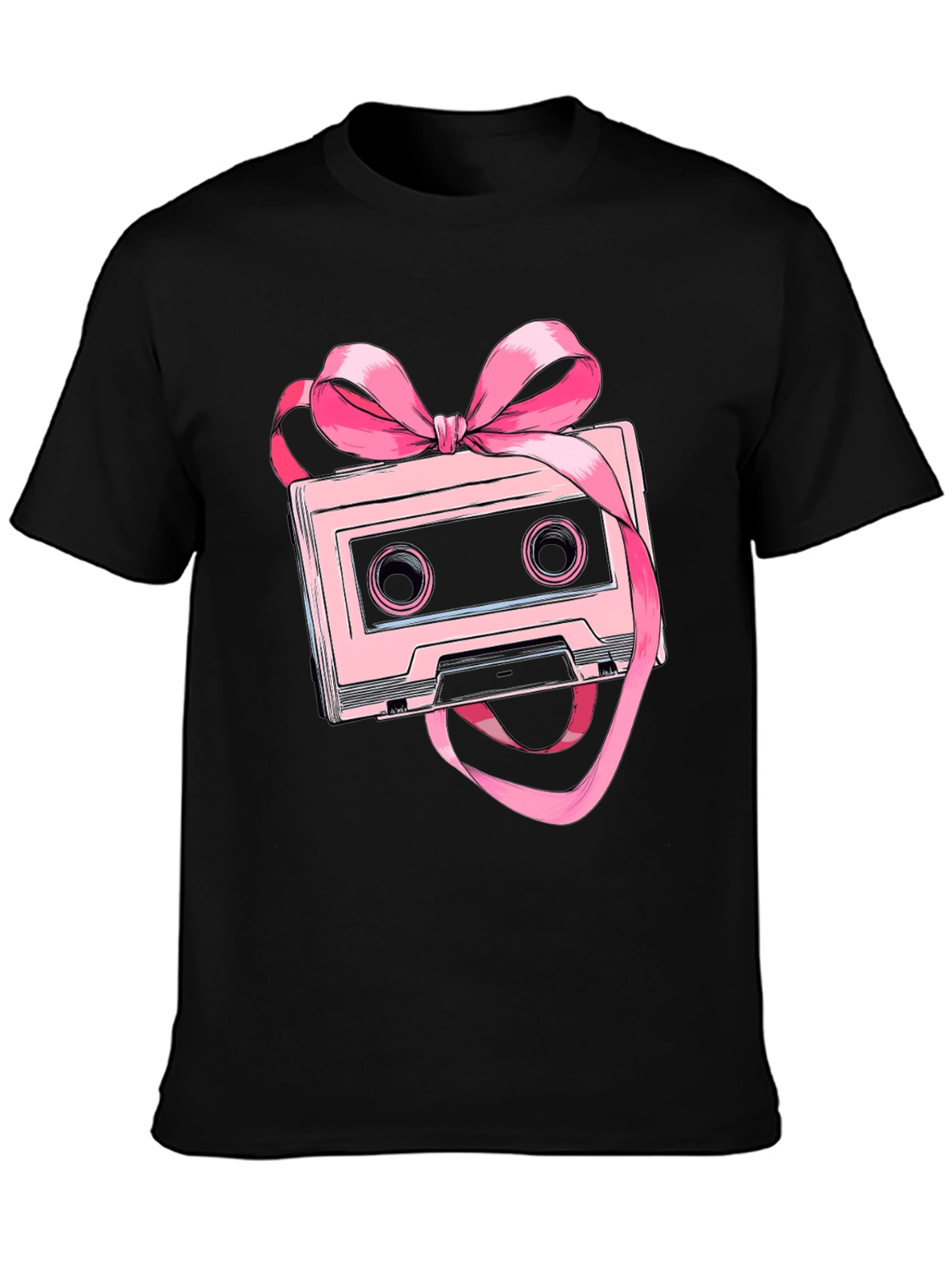 Retro Cassette Tape Pink Bow T-Shirt