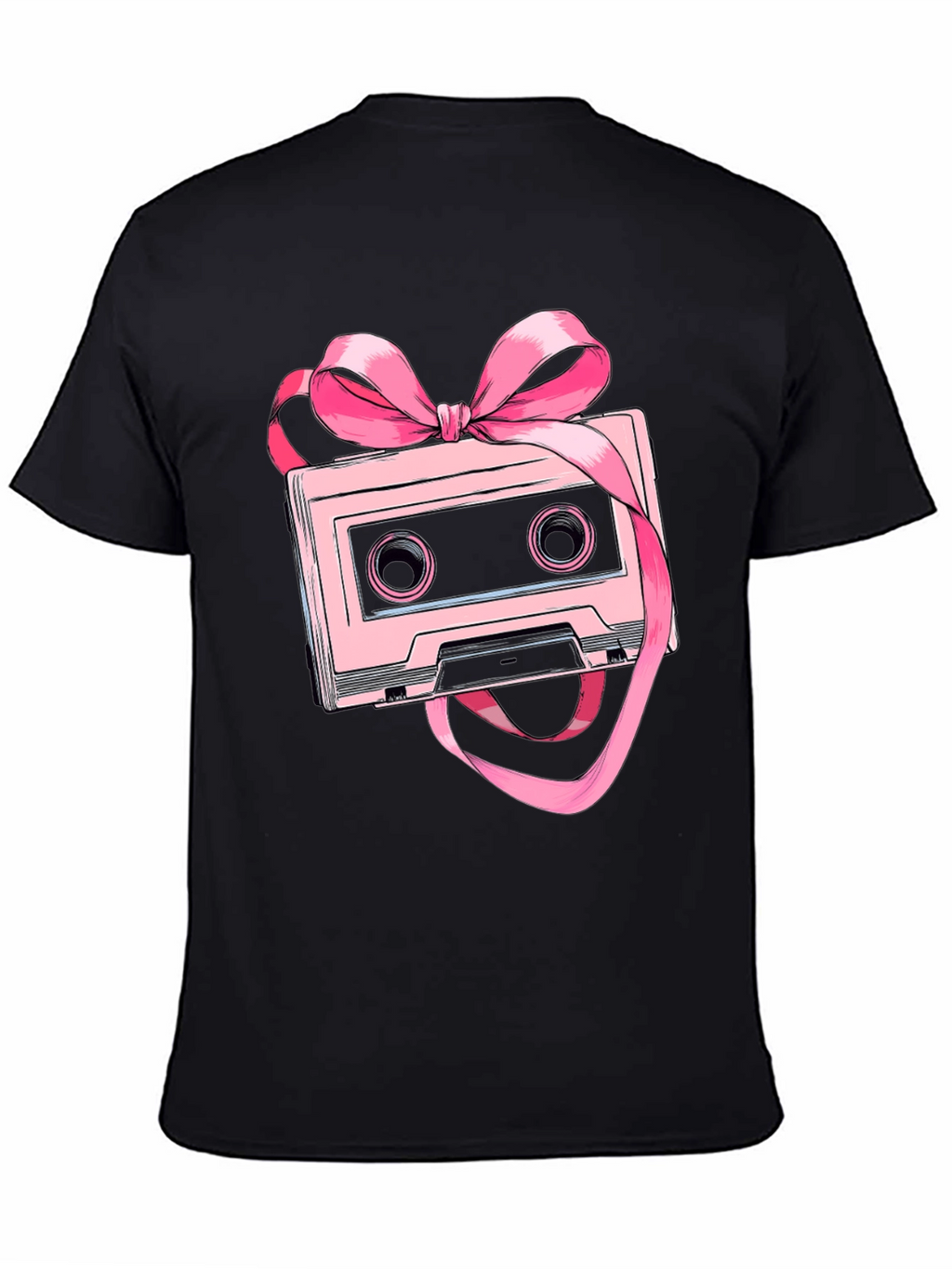Retro Cassette Tape Pink Bow T-Shirt