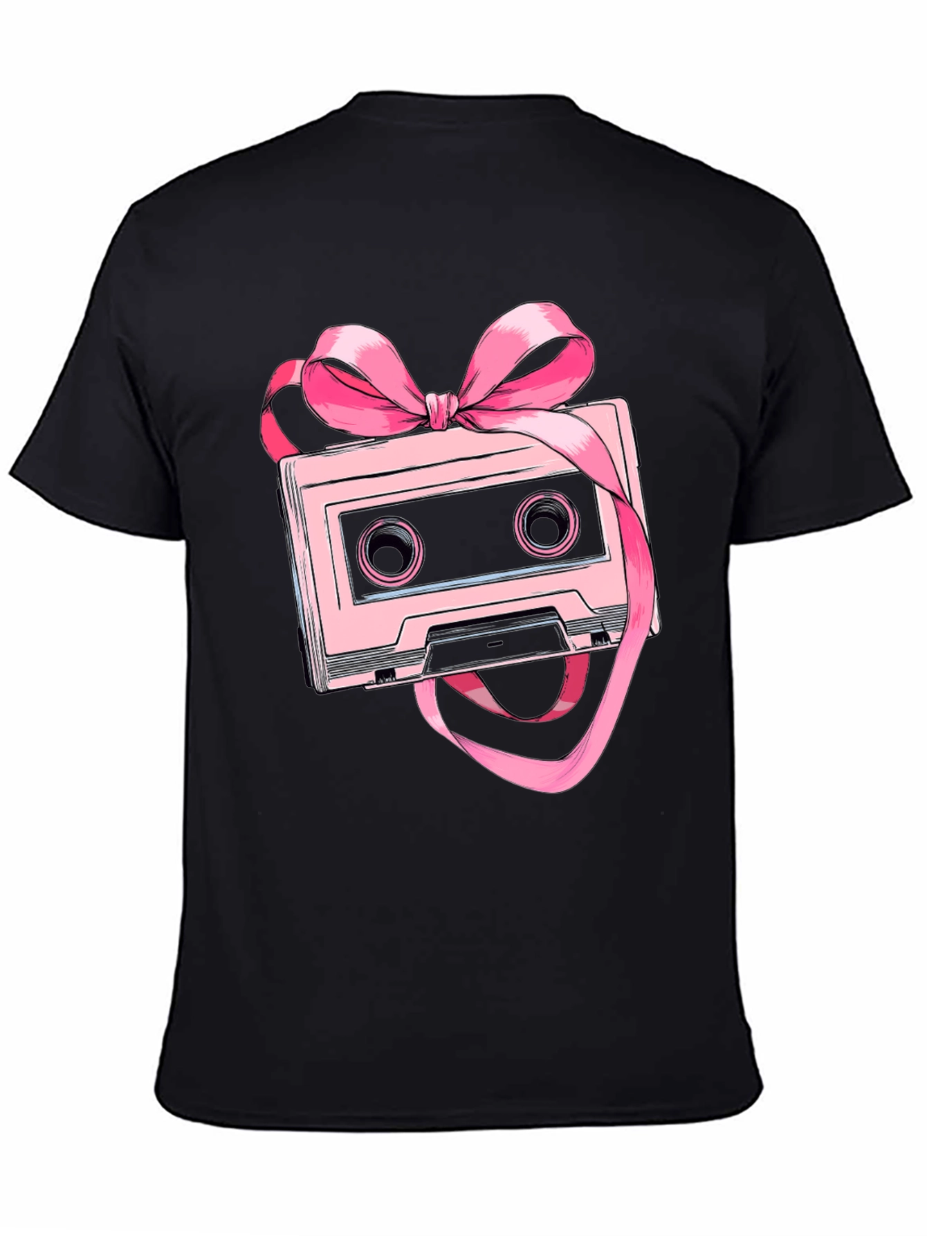 Retro Cassette Tape Pink Bow T-Shirt