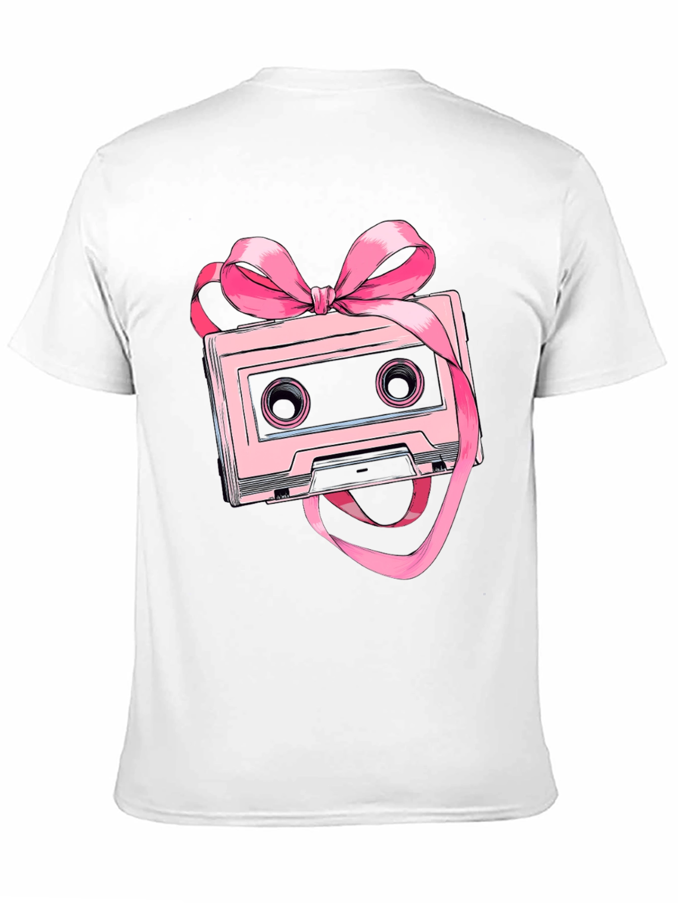 Retro Cassette Tape Pink Bow T-Shirt
