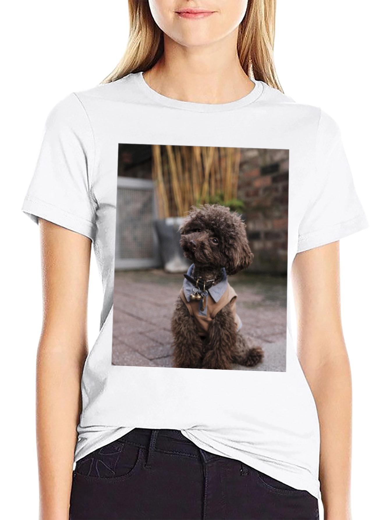 Dog Photo Print Black T-Shirt