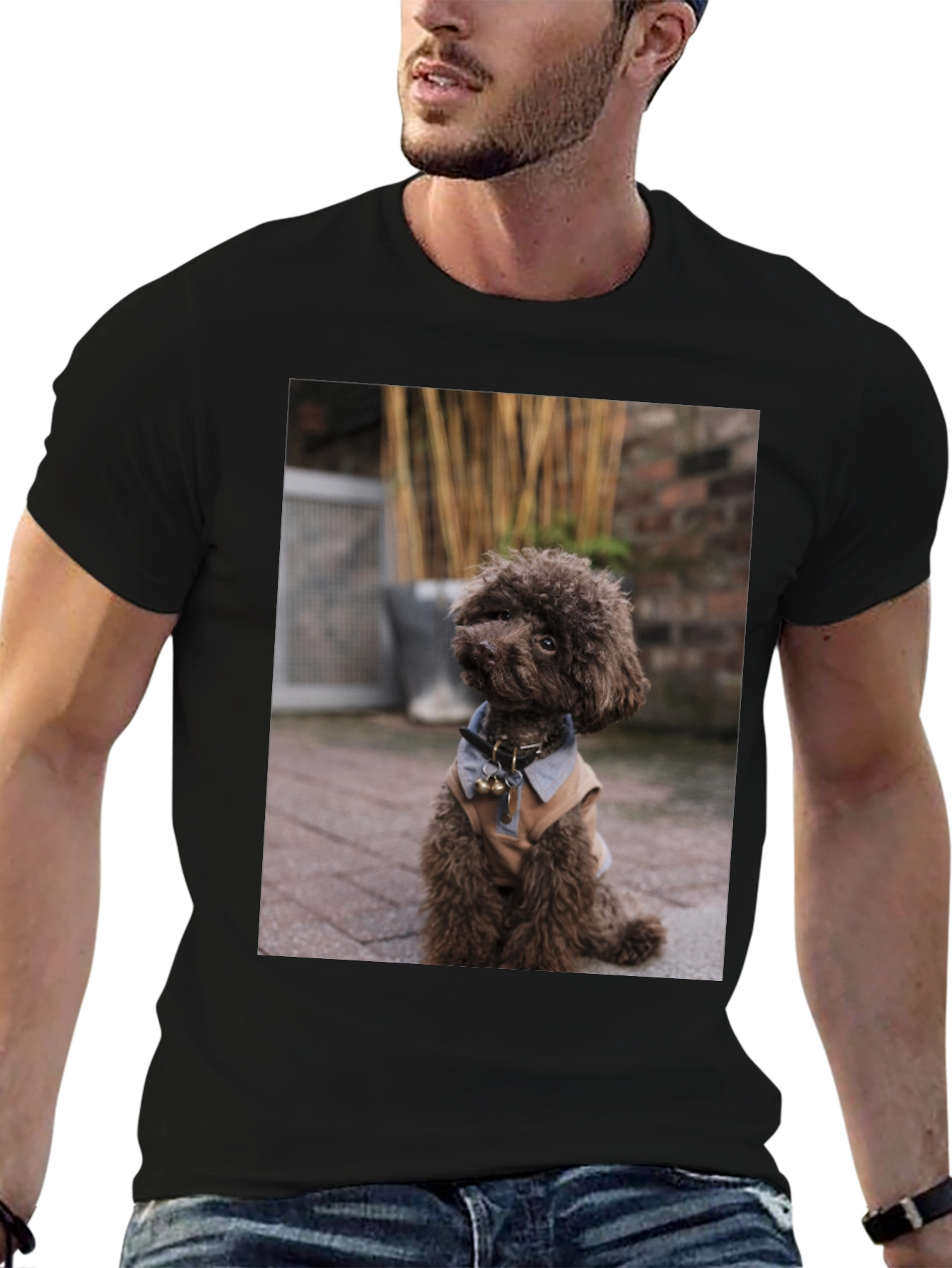 Dog Photo Print Black T-Shirt