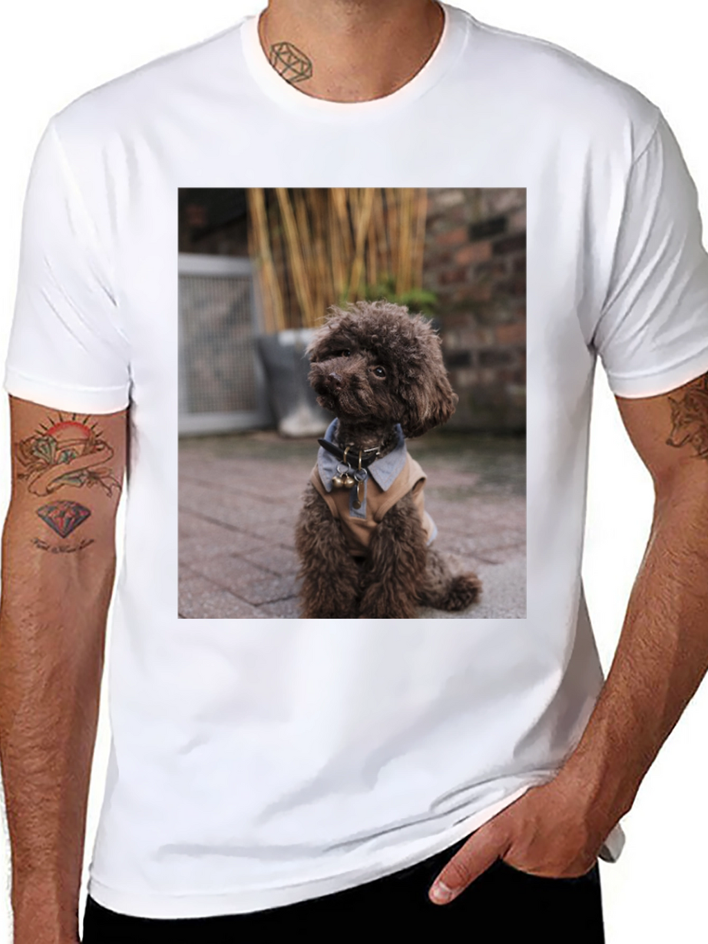 Dog Photo Print Black T-Shirt