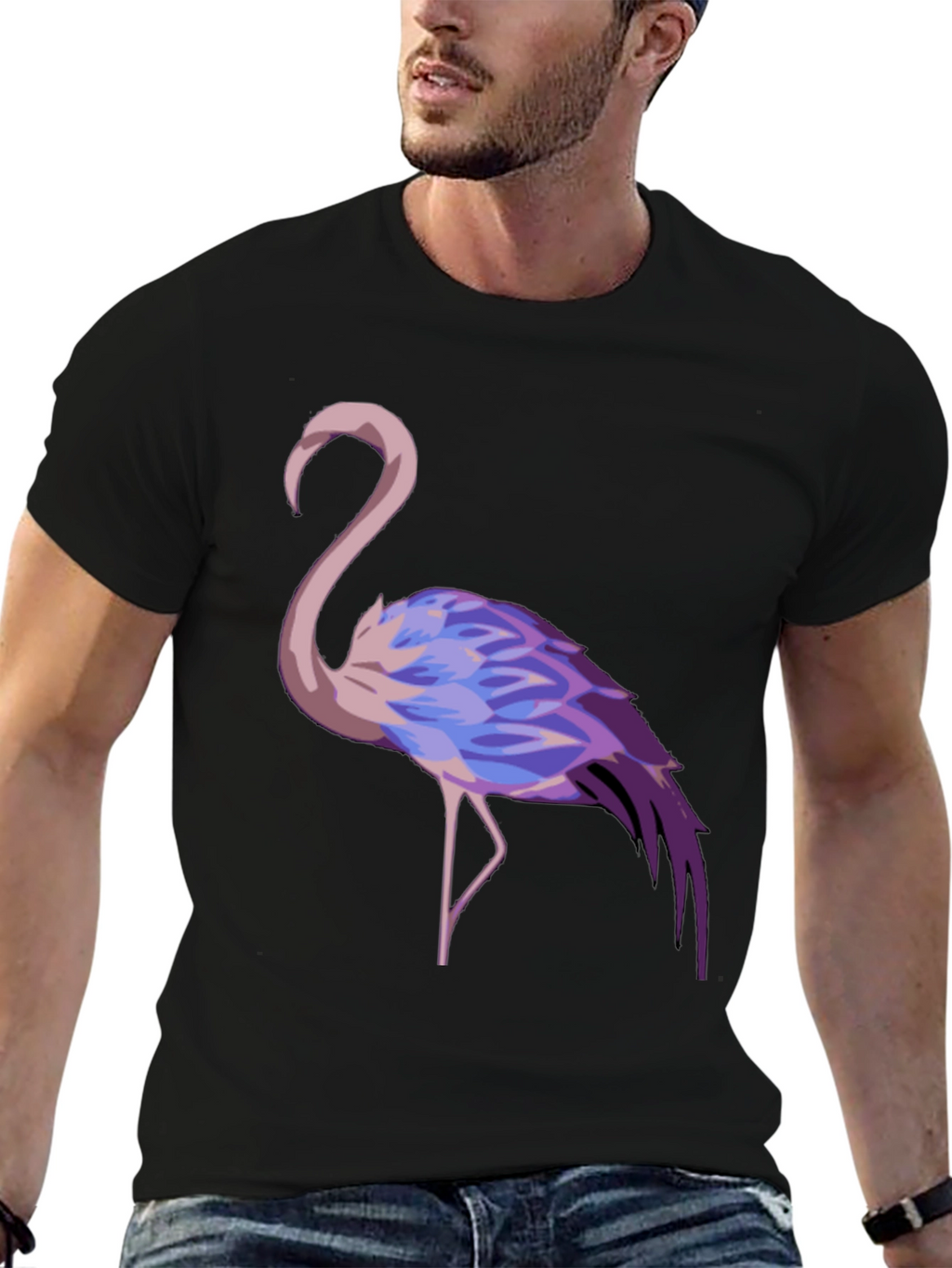 Flamingo Graphic Tee - Stylish Black T-Shirt