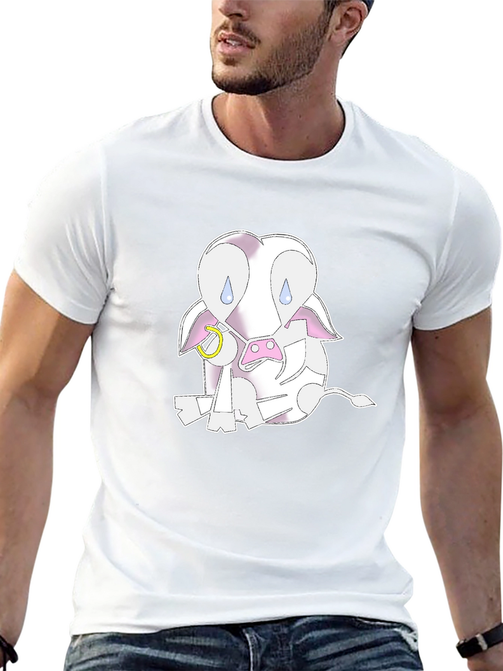Sad Cow Graphic Tee - Unisex Black T-Shirt