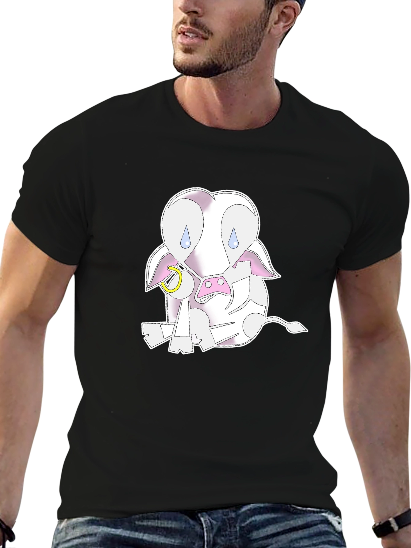 Sad Cow Graphic Tee - Unisex Black T-Shirt