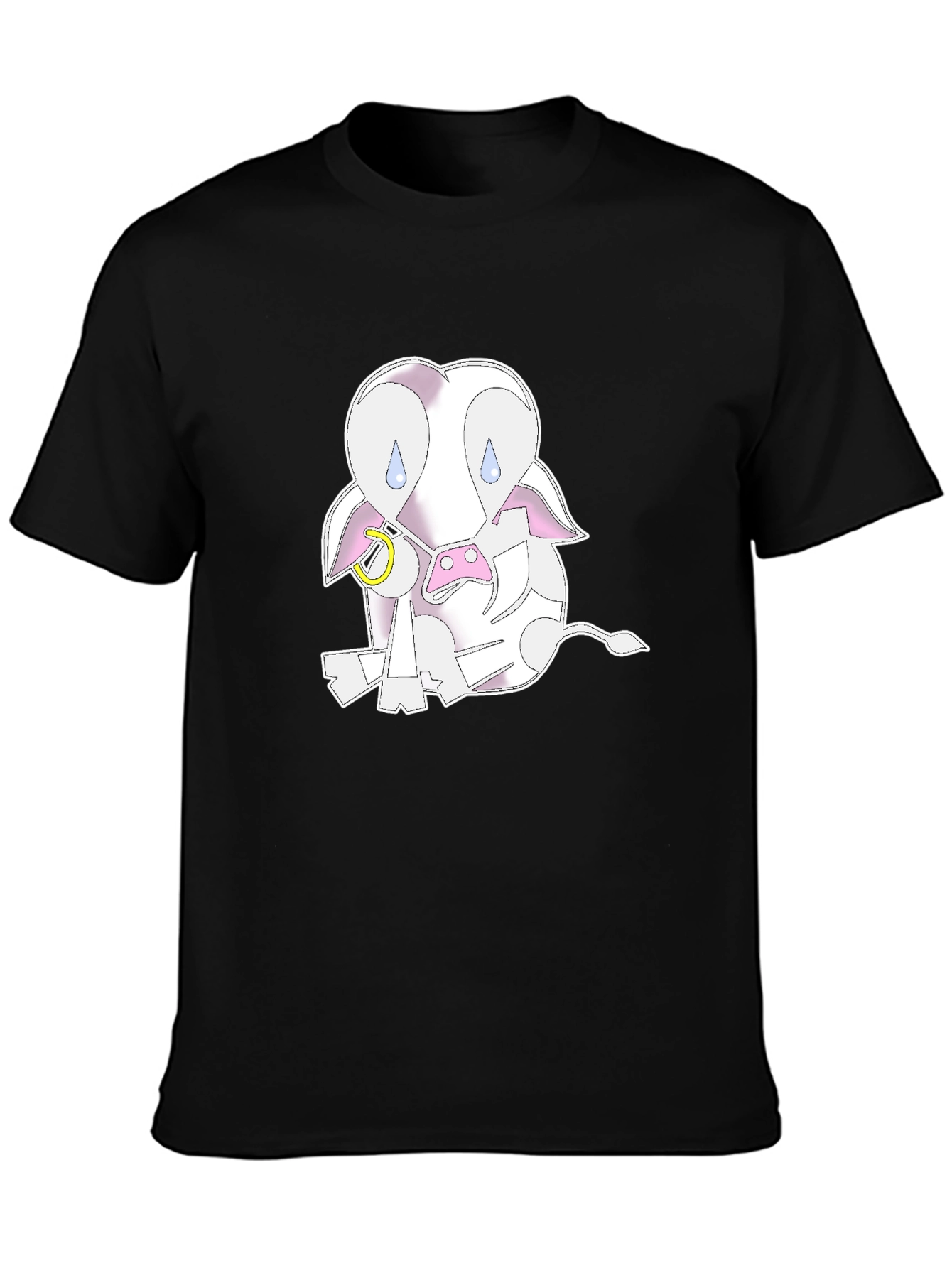 Sad Cow Graphic Tee - Unisex Black T-Shirt