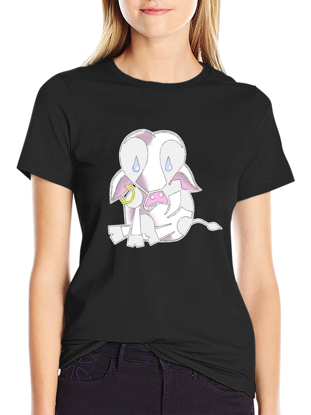 Sad Cow Graphic Tee - Unisex Black T-Shirt