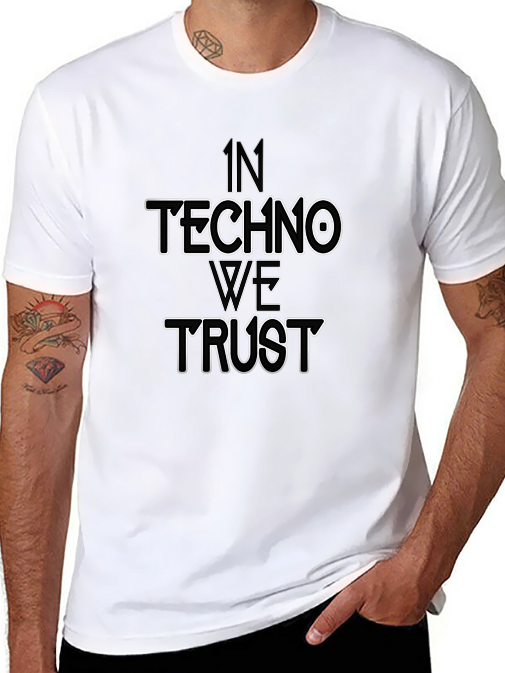 In Techno We Trust Black Graphic T-Shirt