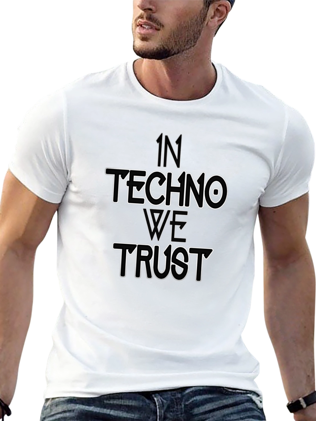 In Techno We Trust Black Graphic T-Shirt