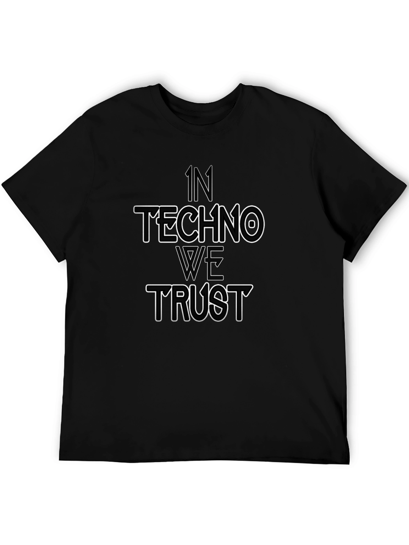 In Techno We Trust Black Graphic T-Shirt