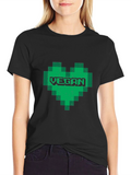 Vegan Heart Pixel Art Graphic Tee - Black