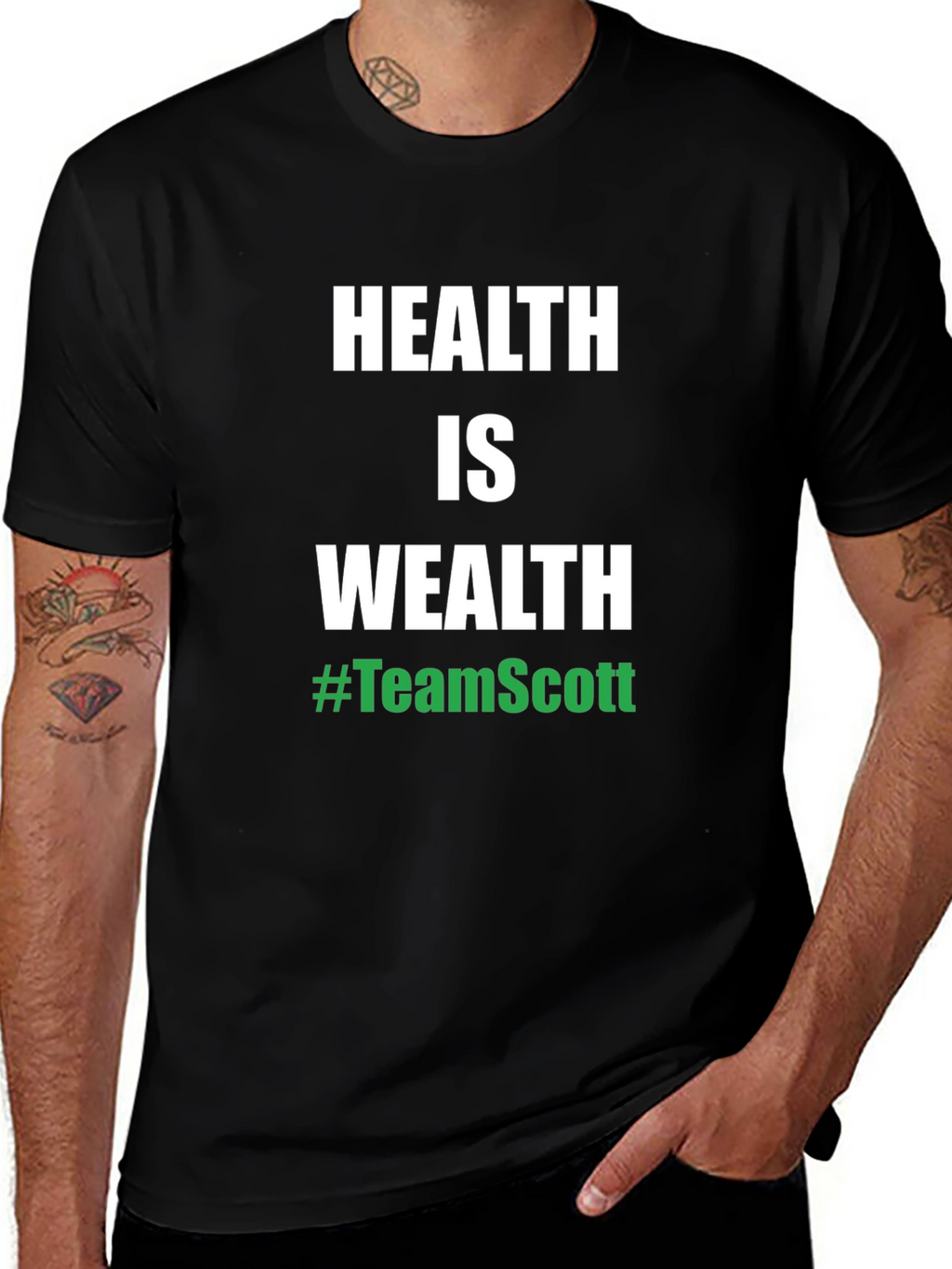 Health is Wealth #TeamScott Black T-Shirt