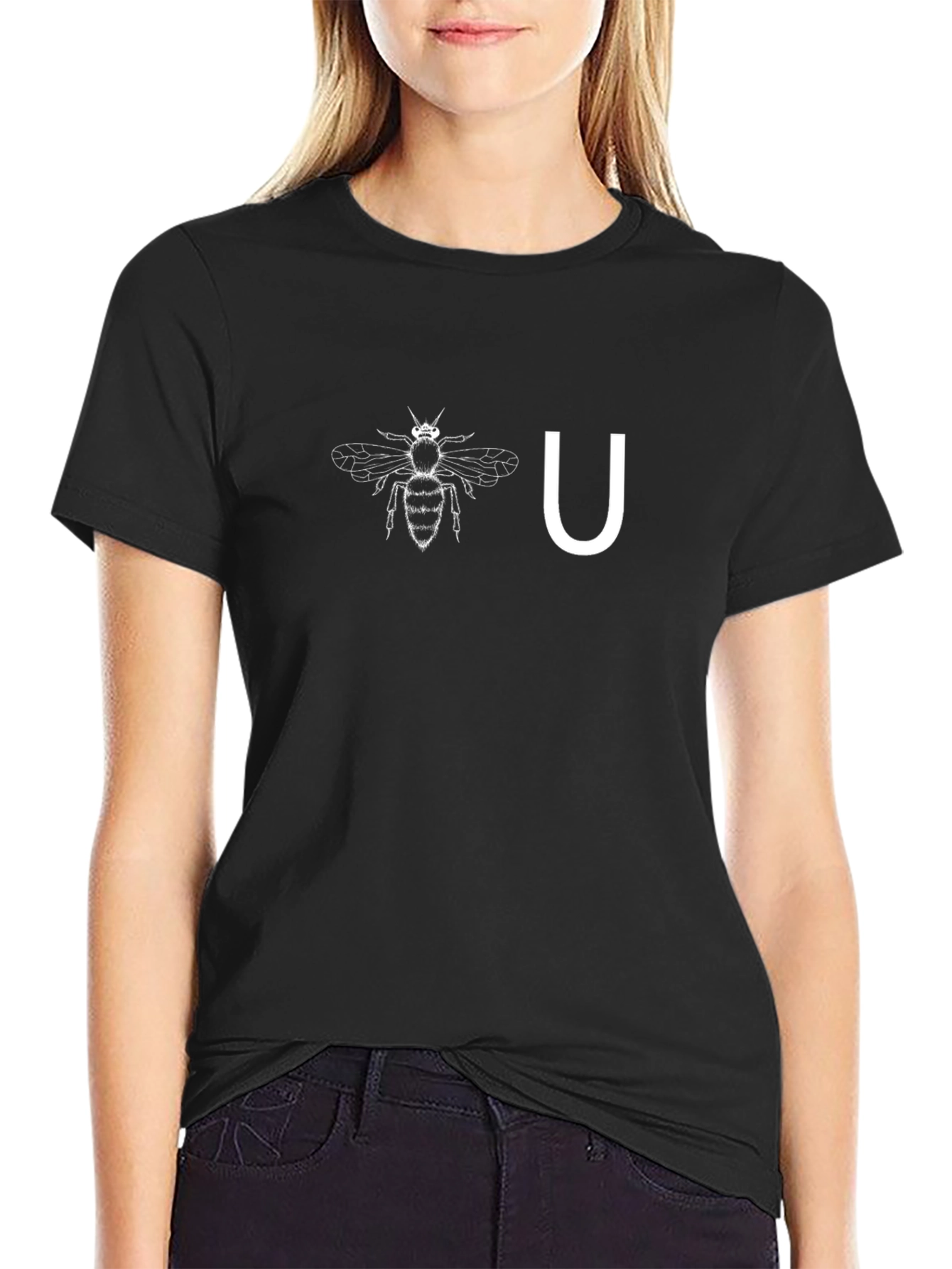 Bee U Funny Graphic Tee - Black Cotton T-Shirt