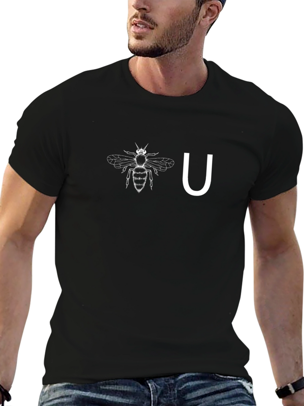 Bee U Funny Graphic Tee - Black Cotton T-Shirt