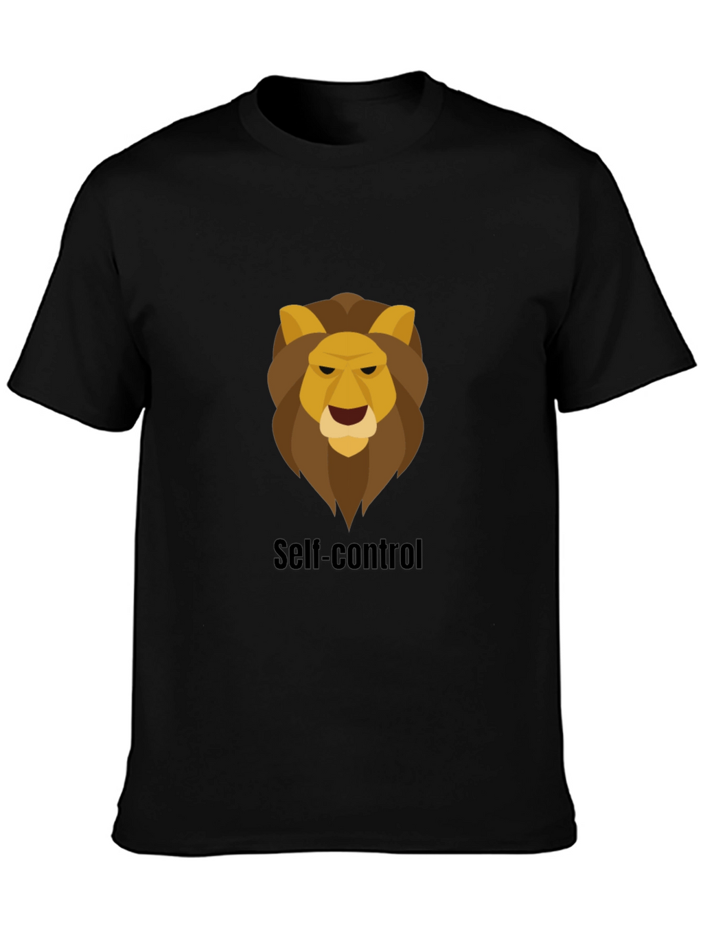 Self-Control Lion Graphic Black T-Shirt