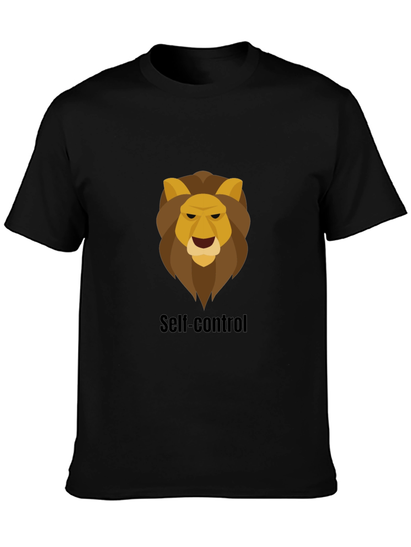 Self-Control Lion Graphic Black T-Shirt