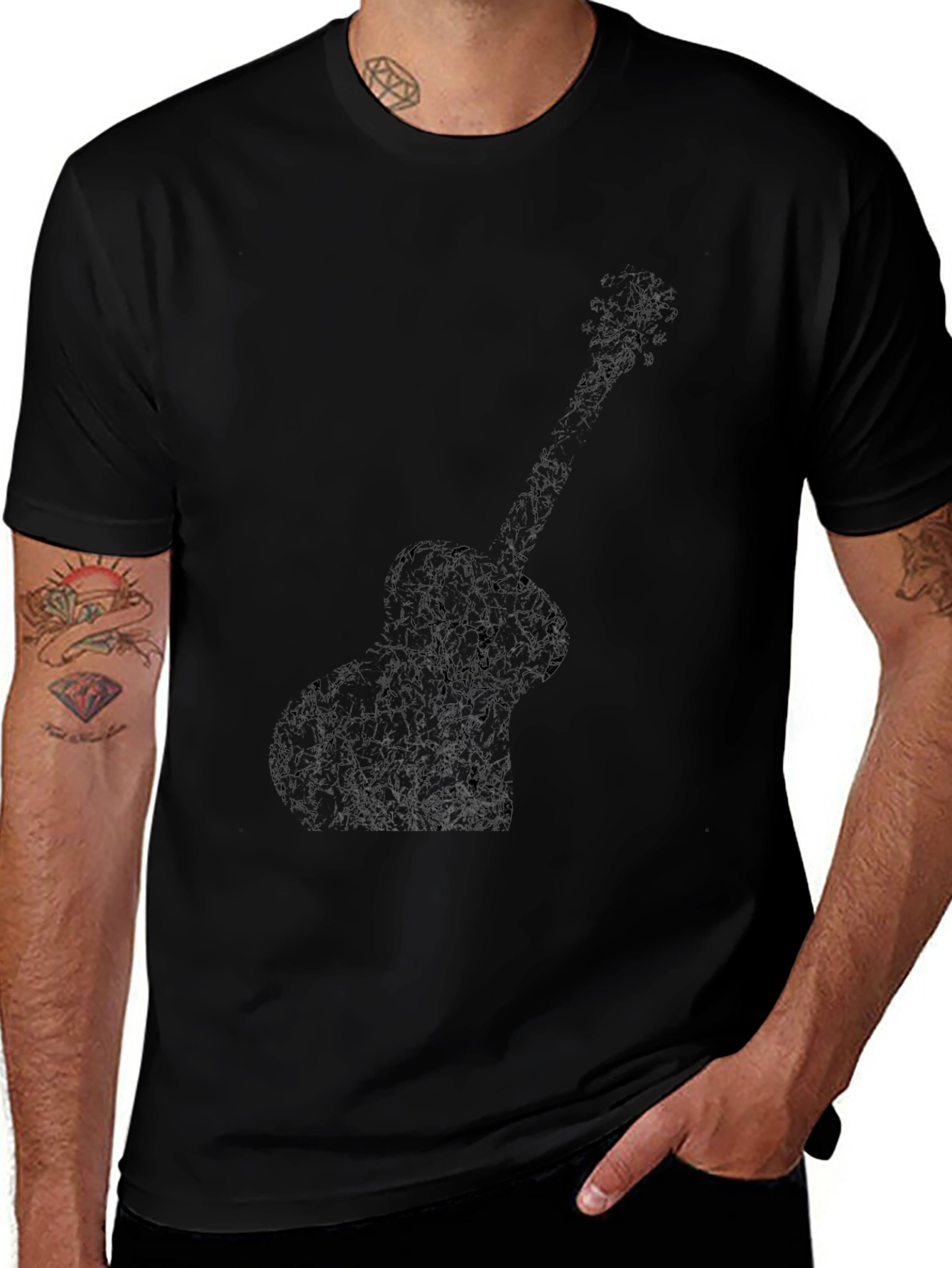 Guitar Silhouette Black T-Shirt