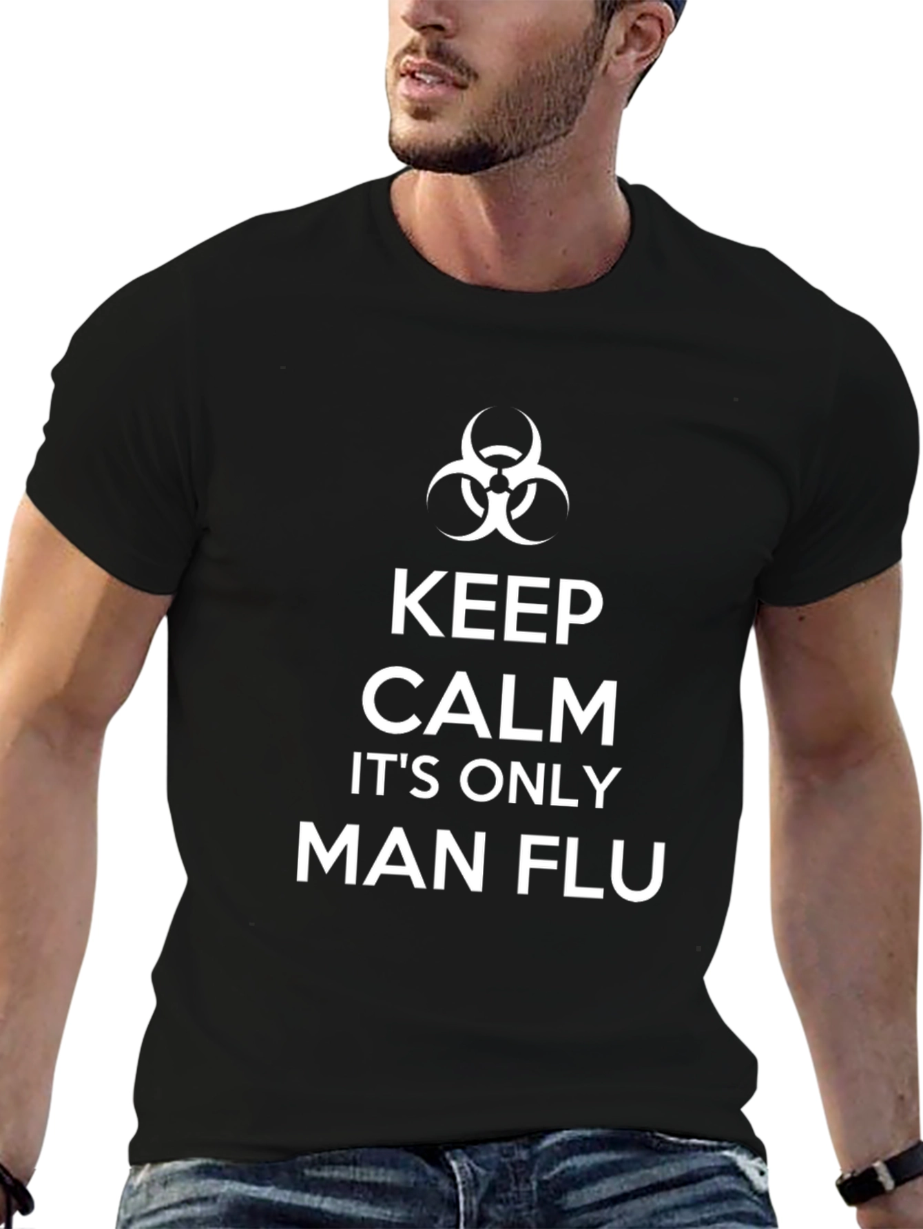 Keep Calm Man Flu T-Shirt Black