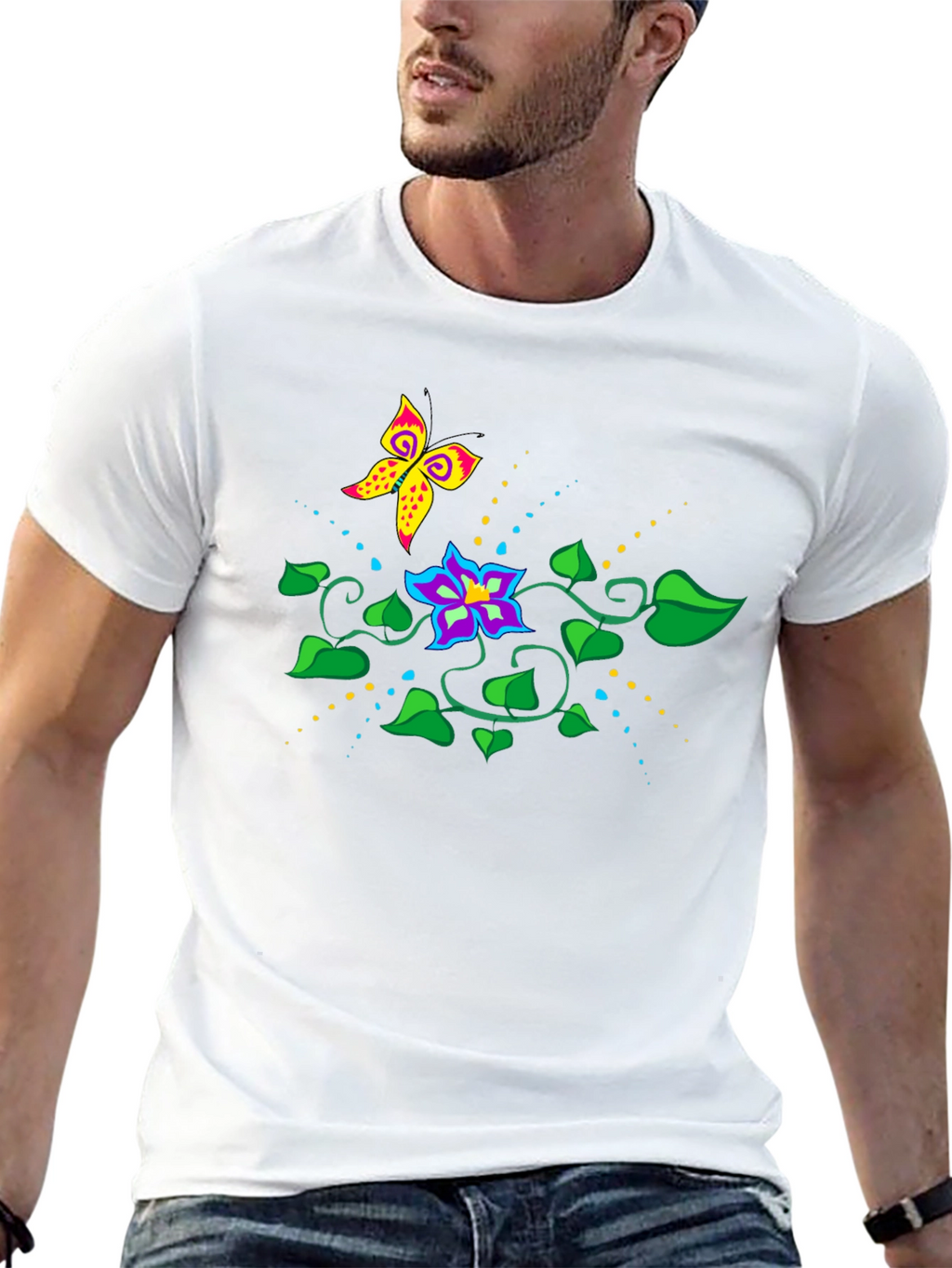 Butterfly and Floral Graphic Tee