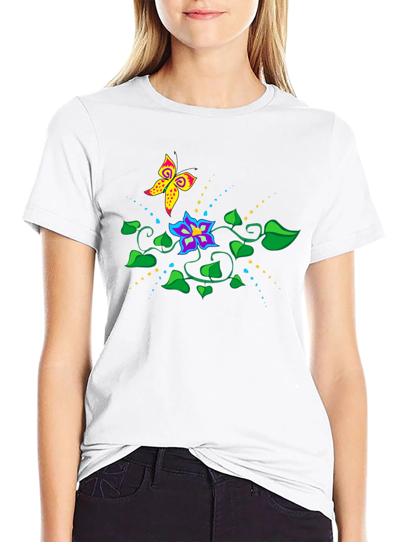 Butterfly and Floral Graphic Tee